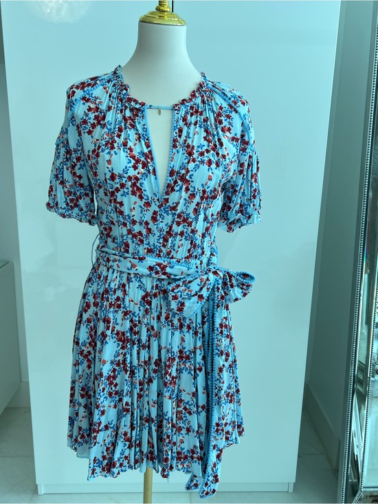 Poupette St. Barth Dresses & Skirts - Poupette St Barth Blue Floral Wrap Tie-Waist Mini Dress